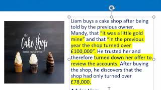 How to apply misrepresentation Liam cupcake scenario [upl. by Sholeen]