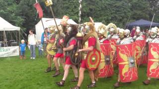 Roman Reenactment at the Amphitheatre in Caerleon Marching In [upl. by Airotnes]