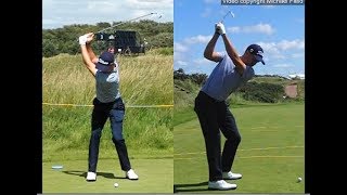 Justin Thomas golf swing  Long Iron faceon amp downtheline July 2017 [upl. by Nylasor]