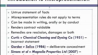 Misrepresentation Lecture 1 of 4 [upl. by Adlay202]